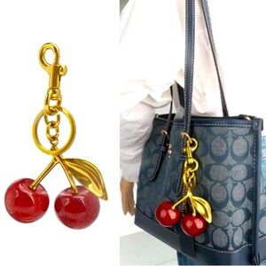Red cherry Glitter bag Charm  Unbranded Keychain beautiful!🏆